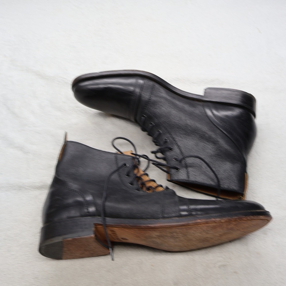 Grenson Mens 11 Boots Black Dress Shoes Leather Cap Toe Lace Up Classic 5085 01 - Picture 3 of 16